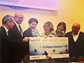 From left: Georg Schroeckenfuchs, CEO of Novartis Italy; Prof. Maria Rescigno, founder of Postbiotica; Beatrice Lorenzin, Italian Minister of Health; Francesca Algieri, researcher; Giuseppe Penna, senior researcher