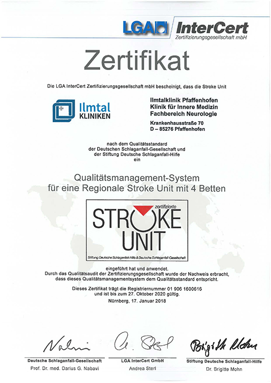 Stroke Unit Zertifikat Pfaffenhofen