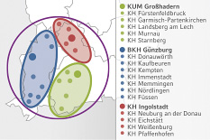 Südwestbayern mit NEVAS Schlaganfallnetzwerk: Kooperationskliniken und Zentrumskliniken