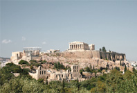 Blick auf den Berg der Akropolis